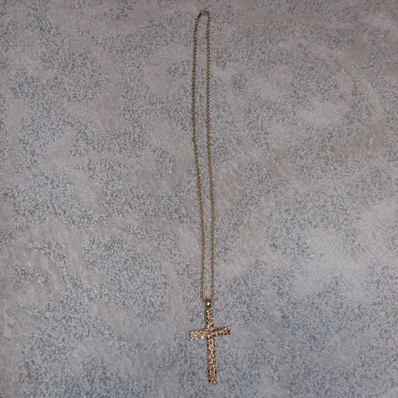 24" 24K Gold Plate Cross - Picture 1 of 5